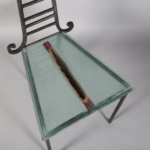 508 - A Swedish glass and forged steel high-back sculptural chair  ca 1990 , height 168cm