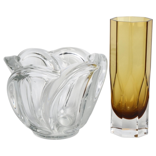 538 - Gunnar Ander for Lindshammer, a 1960s' faceted amber glass vase and a Daum/Art Vannes spiral glass v... 