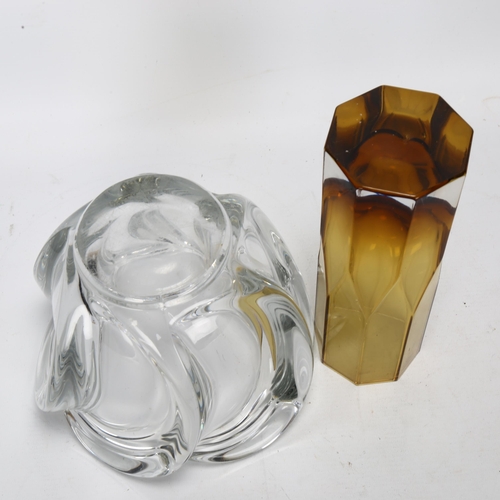 538 - Gunnar Ander for Lindshammer, a 1960s' faceted amber glass vase and a Daum/Art Vannes spiral glass v... 