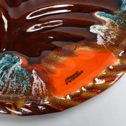 539 - 2 1960s' French ceramic dishes in fish form, Vallauris and Ronce Bains, both 36cm