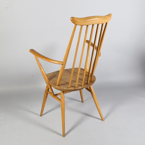 544 - An 1970s' Ercol, Goldsmith, stick back carver dining chair/ armchair, height 96cm