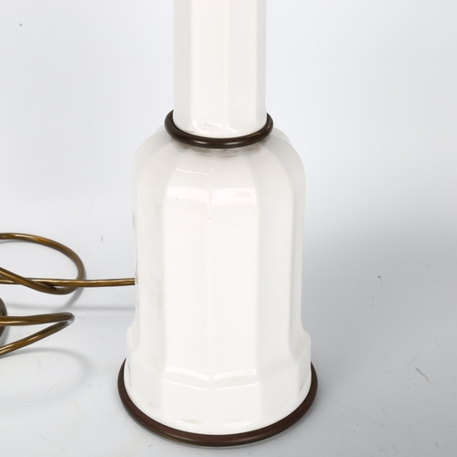 409 - A mid-century Danish Soholm Heiberg table lamp, white porcelain body with brass mounts, makers mark ... 