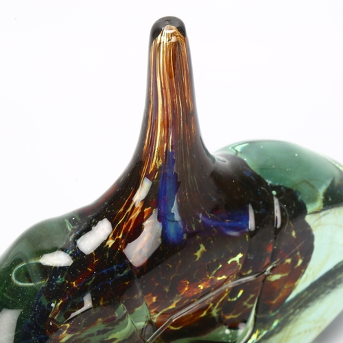 414 - A large Mdina fish or axe glass vase signed Mdina glass & dated 1977, height 20.5cm