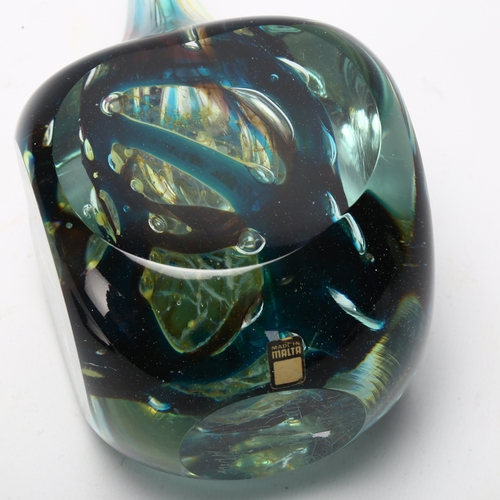 415 - **  Description Change** A Mdina cube glass vase, signed Mdina, dated 1975 and signed by Eric Dobson... 