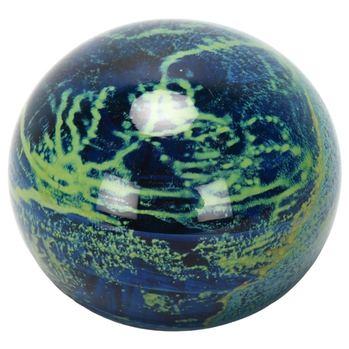 416 - A Mdina glass sea and sand paperweight, signed Mdina, height 10cm