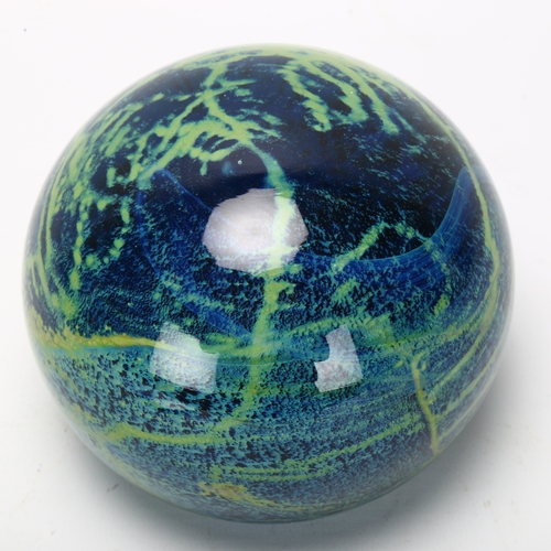 416 - A Mdina glass sea and sand paperweight, signed Mdina, height 10cm