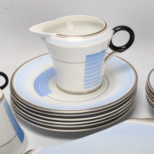 418 - A Shelley Art Deco Regent tea set in the lines and circles pattern, 15 pieces