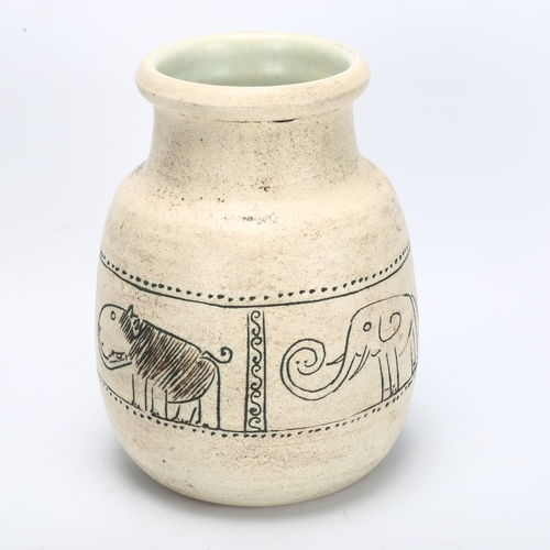 442 - Jacques Blin, Vallauris, France  (1920-1995) a studio pottery vase with glaze filled sgraffito decor... 