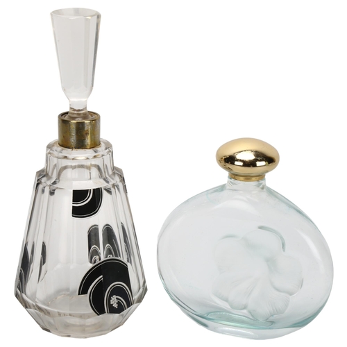 447 - An Art Deco perfume bottle and an etched Nina Ricci flower bottle, tallest 23cm