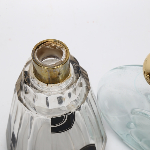 447 - An Art Deco perfume bottle and an etched Nina Ricci flower bottle, tallest 23cm