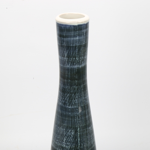 456 - A mid-century Rye pottery vase of waisted form and blue glazed sgraffito decoration with maker’s mar... 