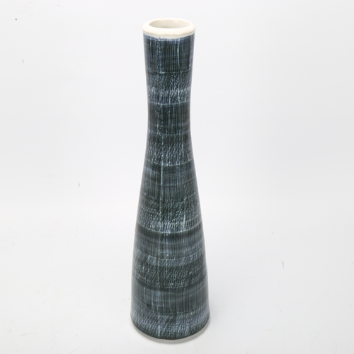 456 - A mid-century Rye pottery vase of waisted form and blue glazed sgraffito decoration with maker’s mar... 