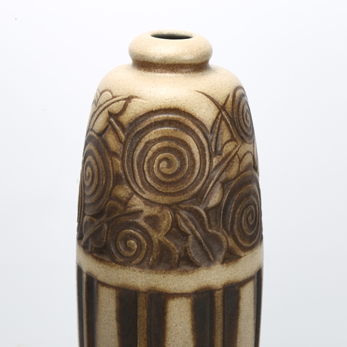 461 - Mougin Nancy, France, a 1930s Art Deco pottery vase by Gaston Ventrillon with maker’s marks to base,... 