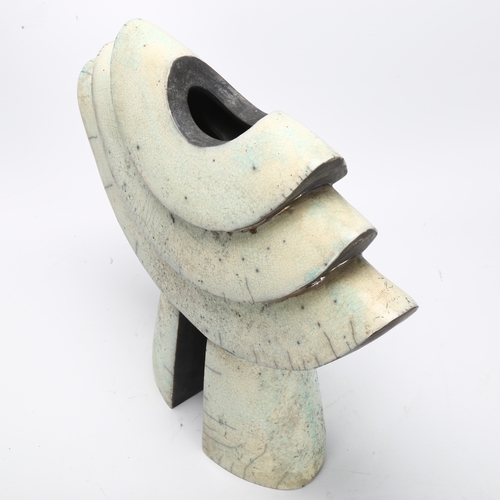 462 - Helene Van Dongen, Netherlands, a large raku sculpture, with impressed maker’s marks (HvD), height 3... 