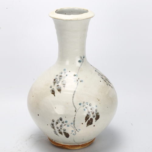 466 - A mid-century studio pottery vase with brushwork glaze, indistinct impressed makers mark, height 30c... 