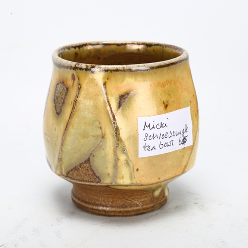 471 - Micki Schloessingk, a studio pottery yunomi / tea bowl, makers mark to base, height 9cm