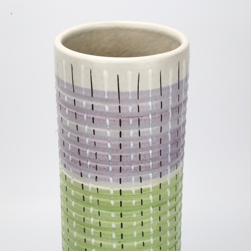 482 - Albert Colledge for Denby, a 1950s' Burlington pattern stoneware cylinder vase, height 29cm