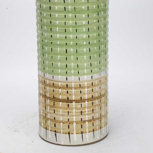 482 - Albert Colledge for Denby, a 1950s' Burlington pattern stoneware cylinder vase, height 29cm