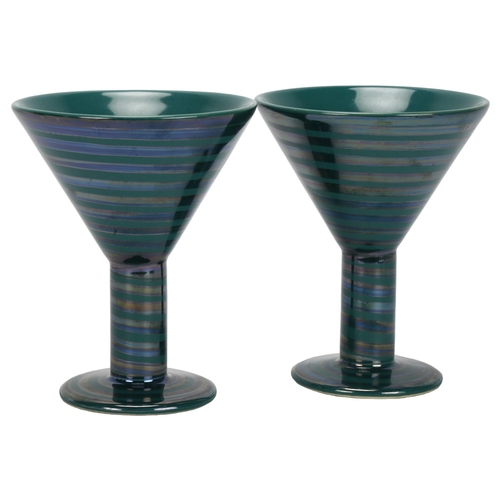 483 - Jaana Turunen for Zeebra, Finland, a pair of ceramic wine / cocktail goblets, signed to base 