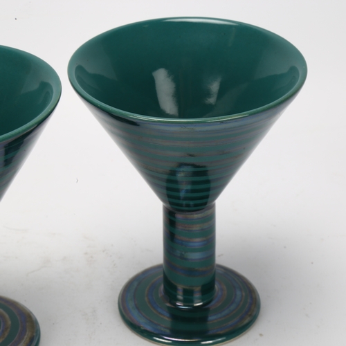 483 - Jaana Turunen for Zeebra, Finland, a pair of ceramic wine / cocktail goblets, signed to base 