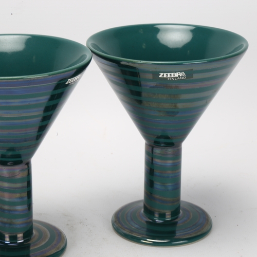 483 - Jaana Turunen for Zeebra, Finland, a pair of ceramic wine / cocktail goblets, signed to base 