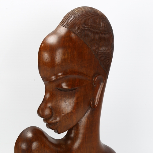 490 - A Franz Hugenauer style carved wood African bust, unmarked, height 34cm