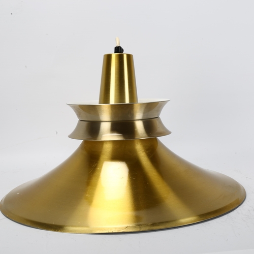 504 - A 1970s' Cuba gold and white aluminium pendant light by R. Van Ingen, makers label, diameter 39cm, s... 