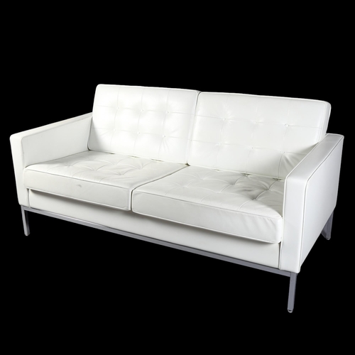 407 - Florence Knoll for Knoll Studio, a sofa in white sabrina leather with maker’s marks to upholstery an... 