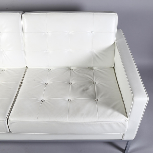 407 - Florence Knoll for Knoll Studio, a sofa in white sabrina leather with maker’s marks to upholstery an... 