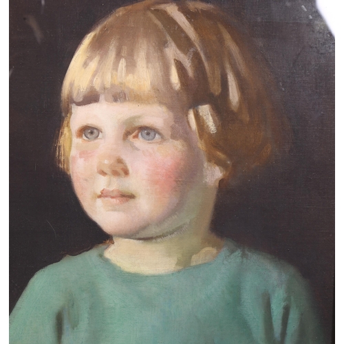 615 - Attributed to Fred Appleyard RWA (1874 - 1963), 'Portrait of a Young Girl in a Green Jumper', oil on... 