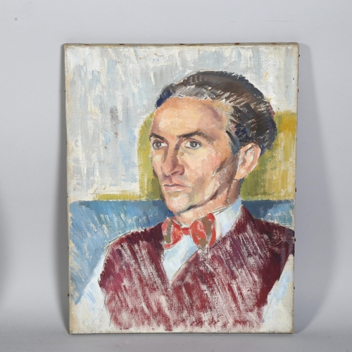 623 - Mid Century oil on canvas, portrait of a man, 46cm x 35cm, unsigned.