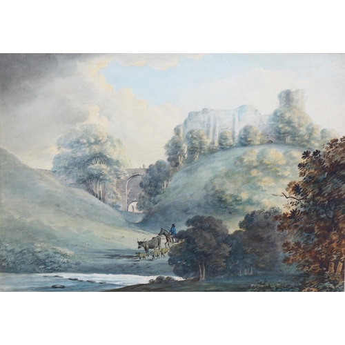 643 - John Swete (British 1752-1821) 'the Ruins of Rosslin Castle', watercolour on paper, 21cm x 30cm, fra... 