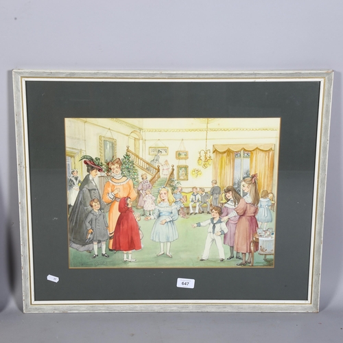 647 - Patience Arnold (1901-1991) 'The Edwardian Childrens Party', watercolour, 33cm x 44cm, framed and gl... 