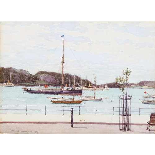 650 - George Houston RSA, RI, RSW (Scottish 1869-1947), 'Oban Bay', watercolour on paper, 17cm x 23cm, sig... 