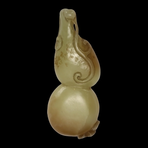 179 - A Chinese carved jade double gourd snuff bottle, length 7cm