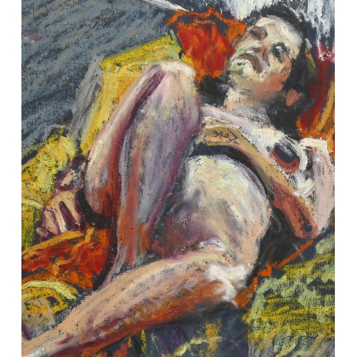 665 - 20th Century pastel study of a reclining nude, unsigned, 25cm x 30cm, framed and glazed.