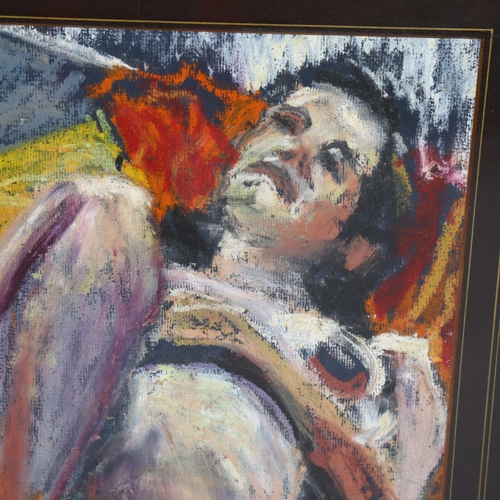 665 - 20th Century pastel study of a reclining nude, unsigned, 25cm x 30cm, framed and glazed.