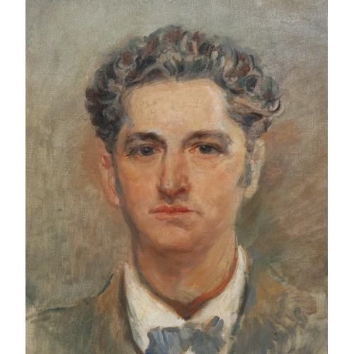 666 - 20th Century French School, oil on canvas , 'Portrait of a Man', unsigned, 44cm x 37cm, framed (ungl... 