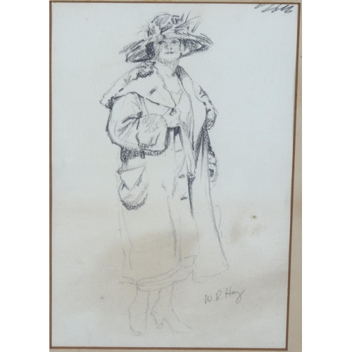 676 - An early 20th century pencil portrait of a woman, signed W R Hay, 27cm x 17cm, framed