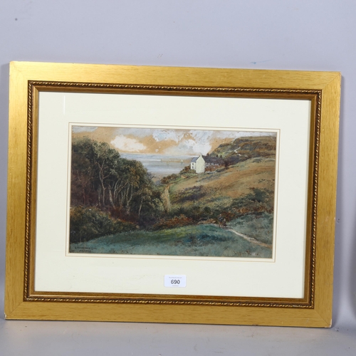 690 - Leopold Rivers, watercolour of Ecclesbourne Glen, Hastings, dated 1870, signed, 35cm x 22cm, framed