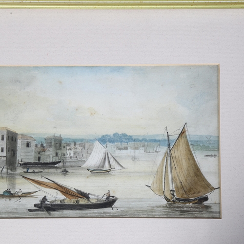 694 - 2 x 19th century watercolours, Thames river scenes, 1 signed H. B Wilson, largest 25cm x 14cm, frame... 