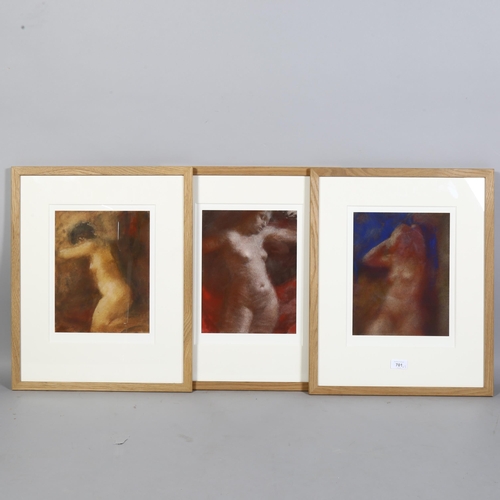 701 - Frank Haseler, 3 lithograph prints of nudes, with artist's blind stamp, 22.5cm x 30cm, framed