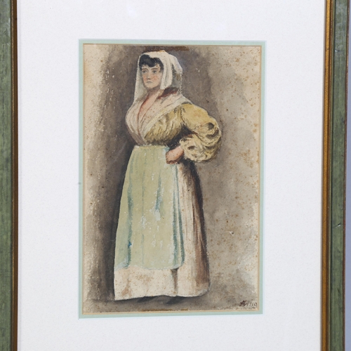 707 - 3 x 19th century watercolour portraits of women, 2 signed, largest 18cm x 13cm, all framed