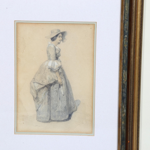 707 - 3 x 19th century watercolour portraits of women, 2 signed, largest 18cm x 13cm, all framed