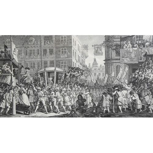 713 - William Hogarth, a 1747 print of the industrious, Prentice Lord Mayor of London, 39.5cm x 26.5cm, fr... 