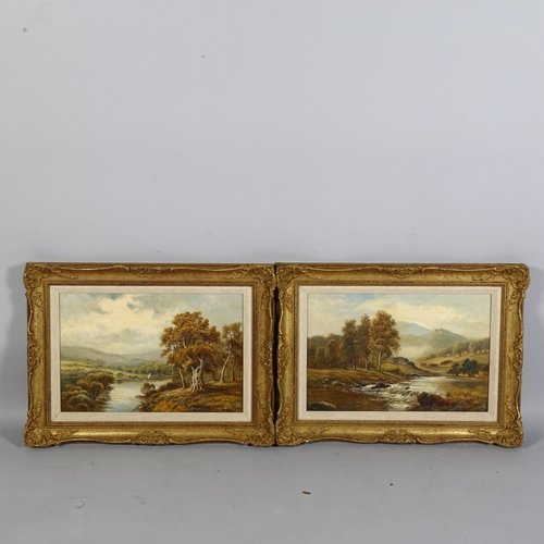 715 - A pair of 20th century oils on canvas, Monmothshire, Wales and Trossochs, Scotland, monogram J.S., 4... 