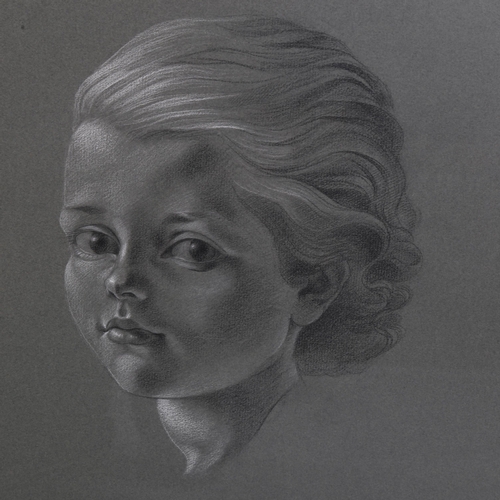 716 - Anthony Brandt (1925-2009), a charcoal and chalk portrait of a young girl, signed and dated, 48cm x ... 