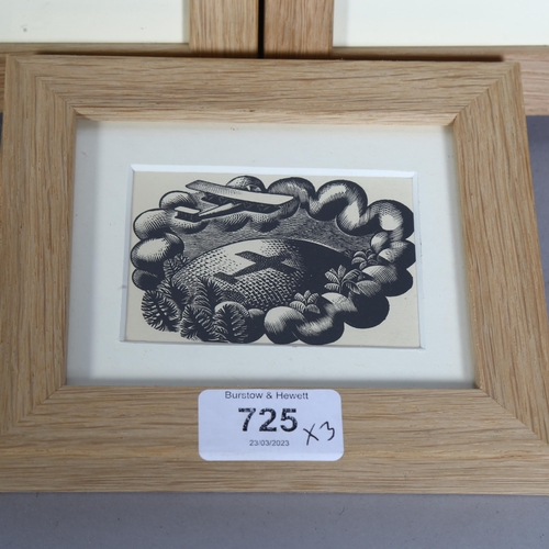 725 - Eric Ravilious (1903-1942), 3 wood engravings from The Signature Series 1, Curwen Press 1935, in ind... 