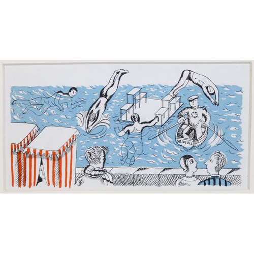 726 - Edward Bawden (1903-1984), lithograph print, Signature 3 Curwen Press 1936, 14cm x 7cm, framed