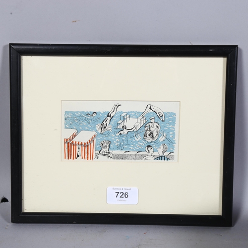 726 - Edward Bawden (1903-1984), lithograph print, Signature 3 Curwen Press 1936, 14cm x 7cm, framed